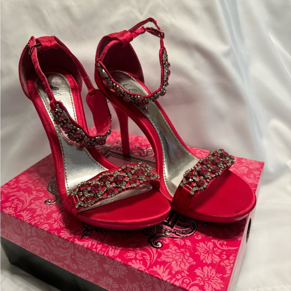 Beautiful Rhinestone Sandals by Ellie - 4” heel - Fuscia - Picture 7 of 7